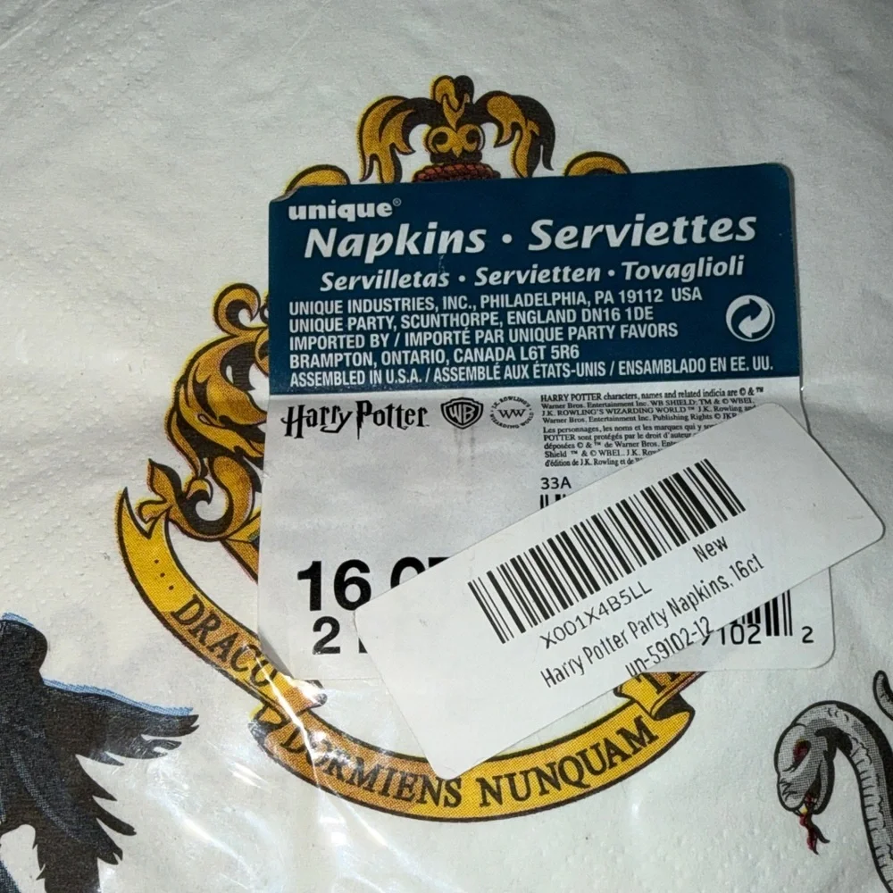 Hogwarts House Crest Party Napkins